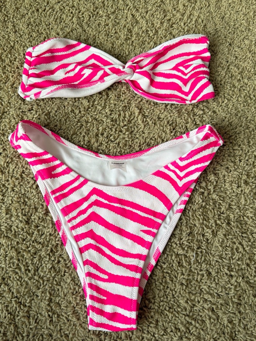 BRIGHT Neon Pink Zebra Bandeau Swim Set